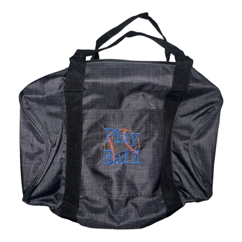 Thirty-One Junior Rec Duffle Bag Black Cross Pop Play Ball Baseball Embroidered